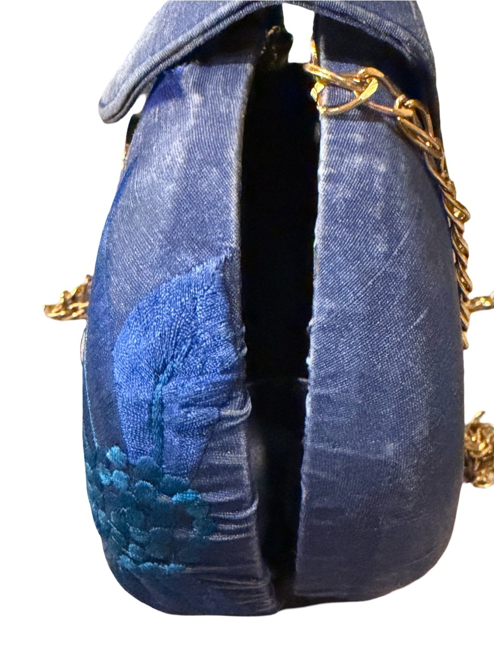 J. Renée RARE Hard Shell Vibrant Embroidered Blue Floral Design Crossbody - Picture 7 of 12